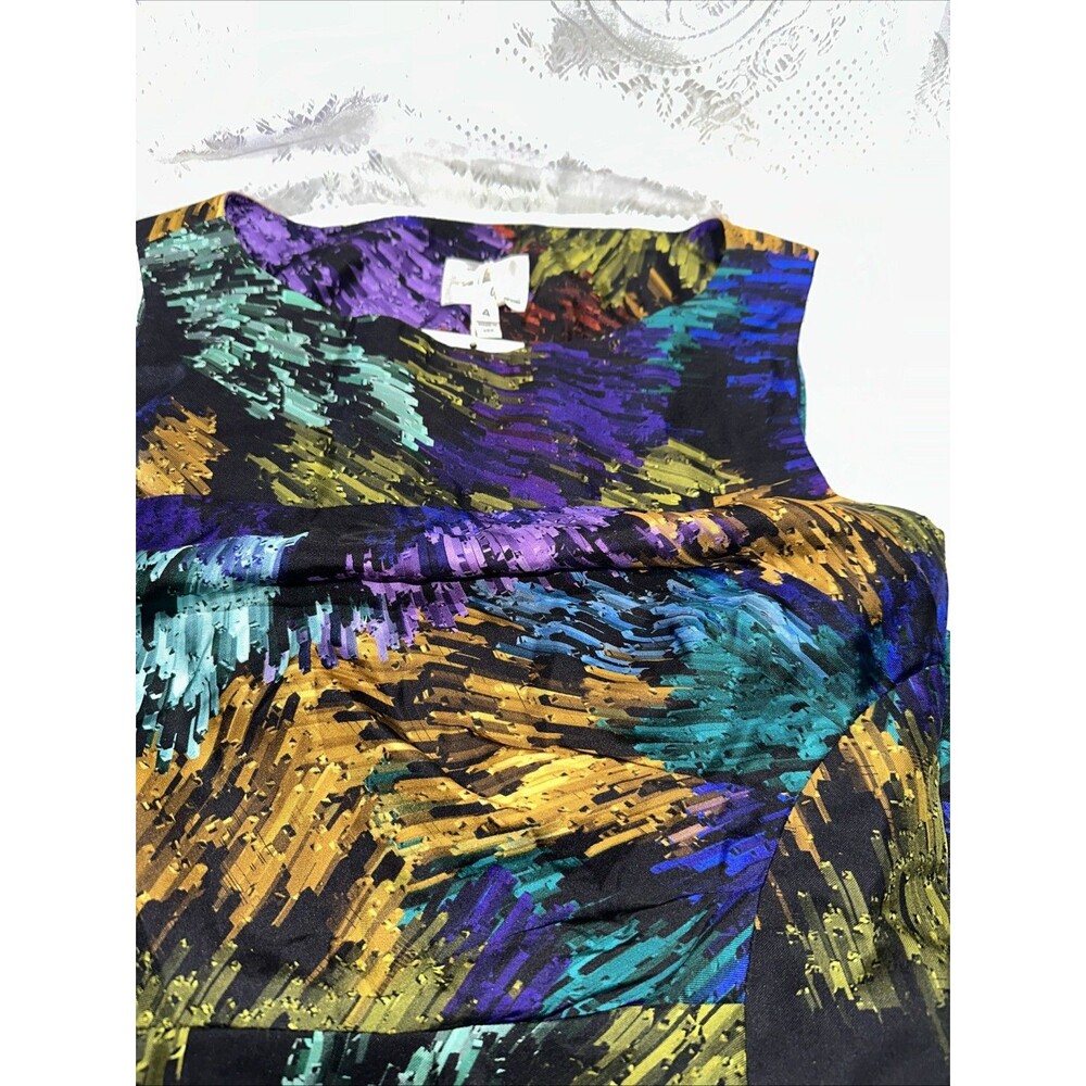 Milly of New York 100% Silk Colorful Crystal Print Above Knee Sheath Dress Sz 0